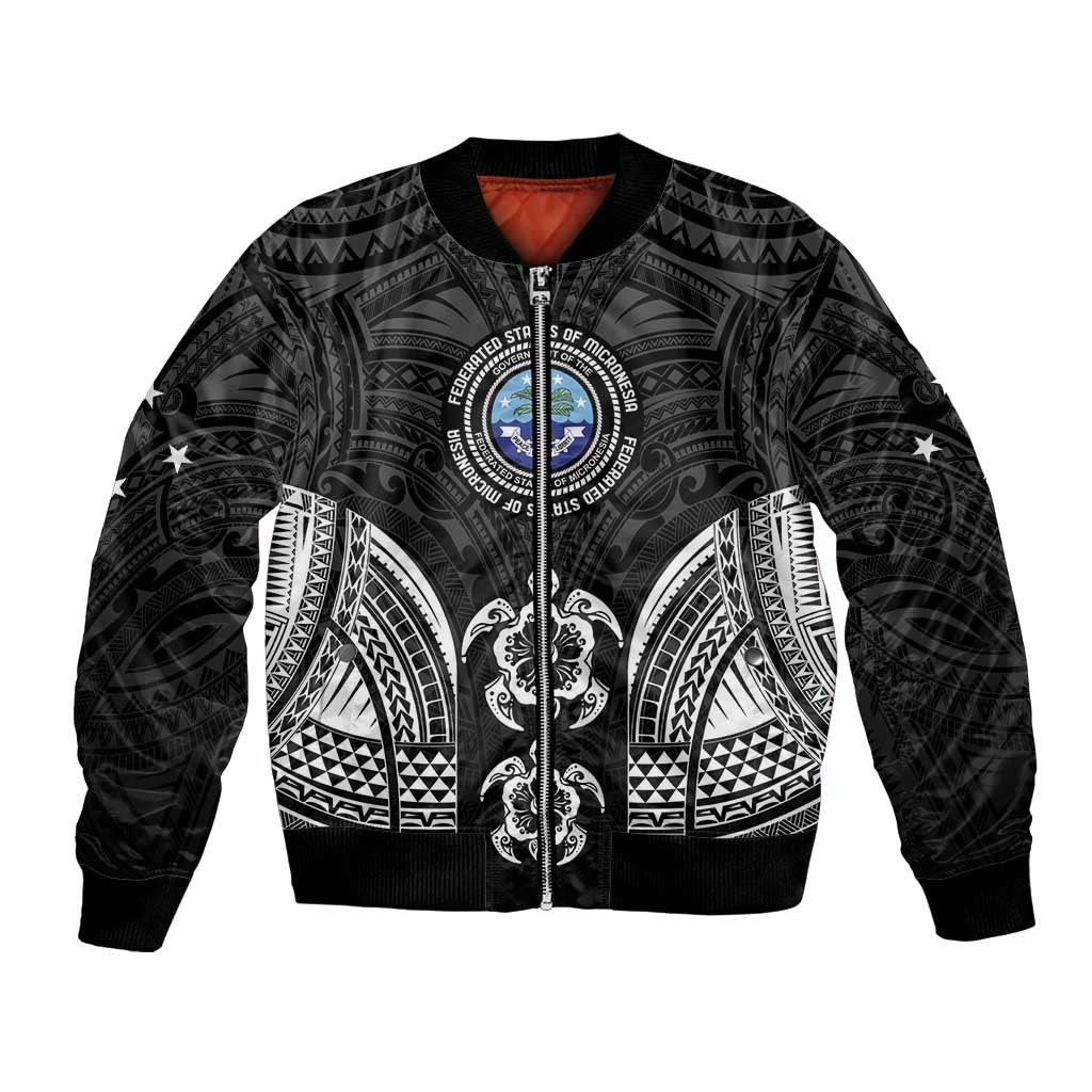FSM Micronesia Six 9 One Bomber Jacket Polynesian Tribal Pattern LT9 Unisex Black - Polynesian Pride