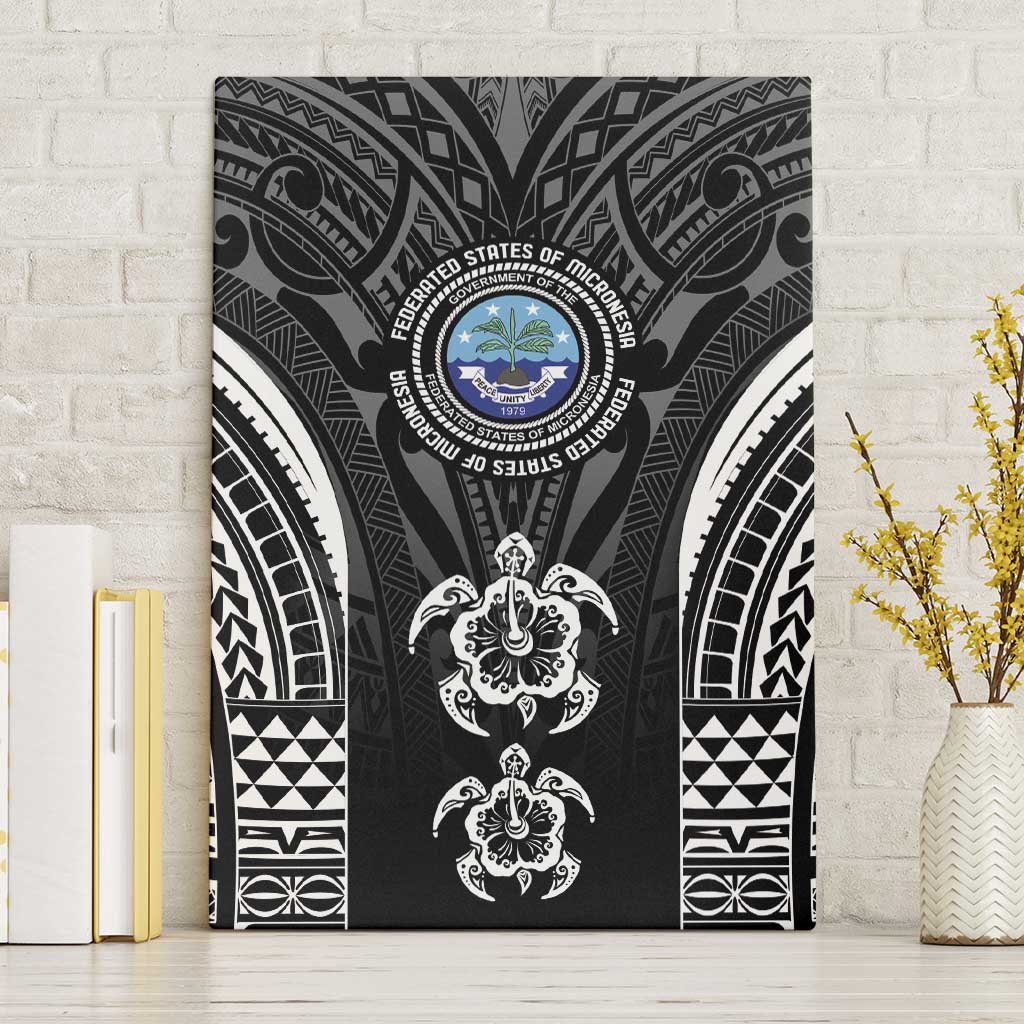 FSM Micronesia Six 9 One Canvas Wall Art Polynesian Tribal Pattern LT9 Without Frame Black - Polynesian Pride