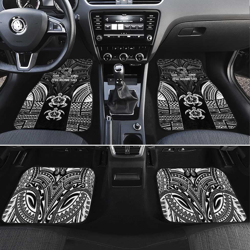 FSM Micronesia Six 9 One Car Mats Polynesian Tribal Pattern LT9 Set 4pcs Black - Polynesian Pride