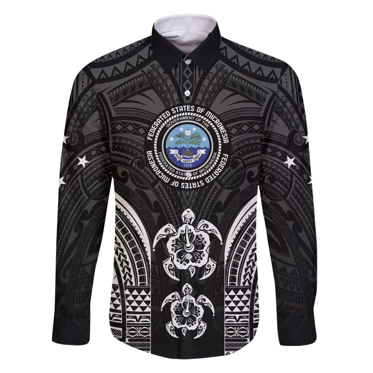 FSM Micronesia Six 9 One Family Matching Off The Shoulder Long Sleeve Dress and Hawaiian Shirt Polynesian Tribal Pattern