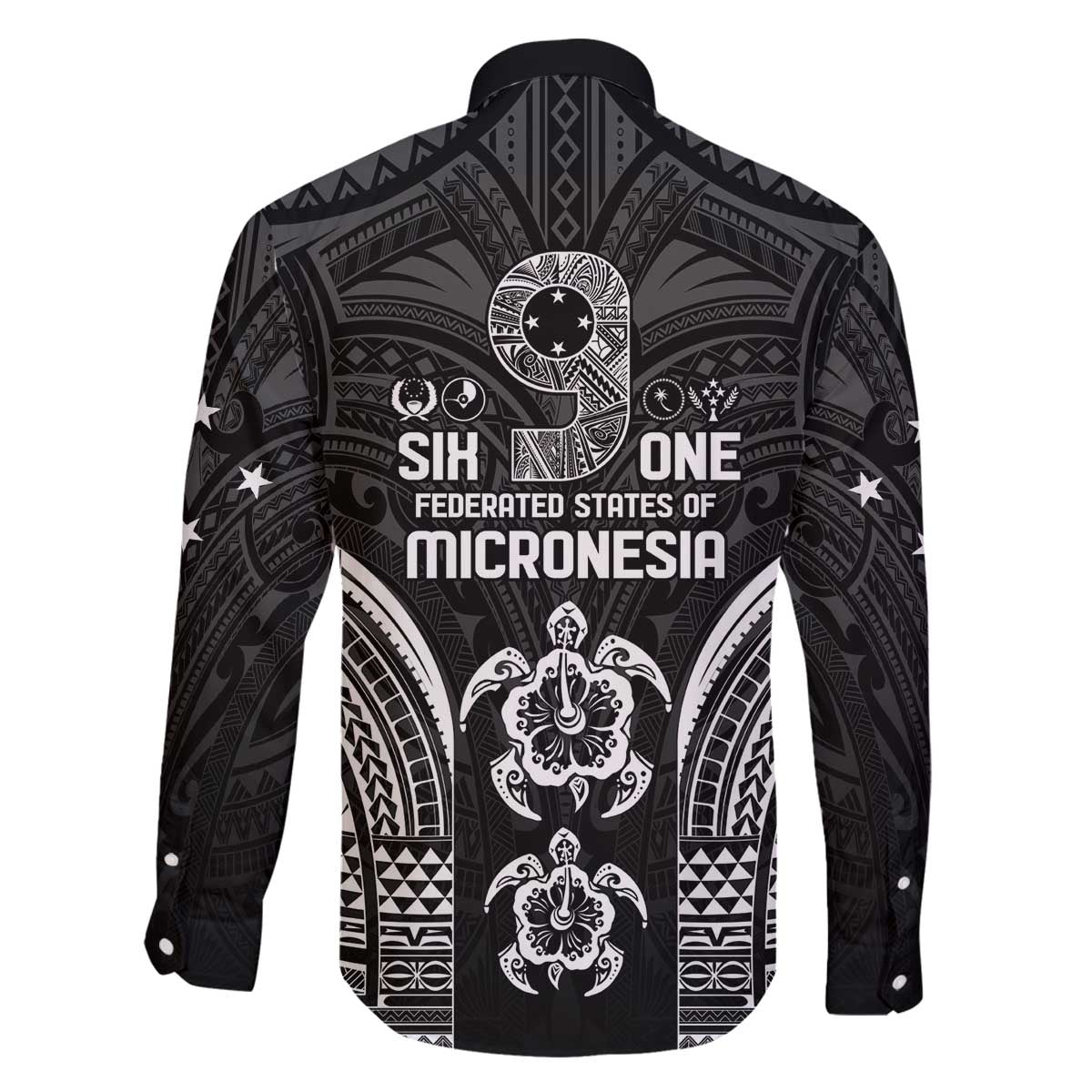 FSM Micronesia Six 9 One Family Matching Off The Shoulder Long Sleeve Dress and Hawaiian Shirt Polynesian Tribal Pattern