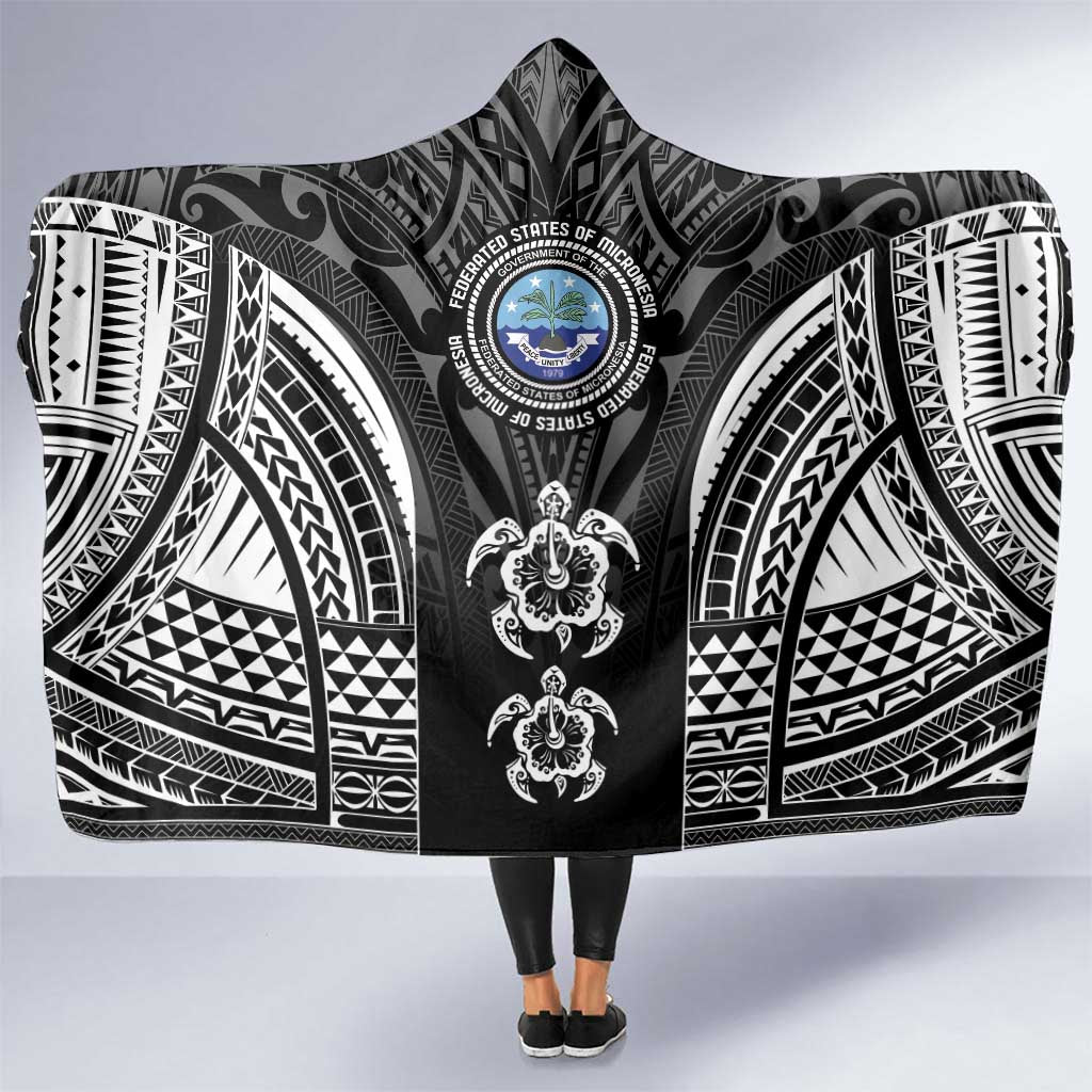 FSM Micronesia Six 9 One Hooded Blanket Polynesian Tribal Pattern LT9 One Size Black - Polynesian Pride