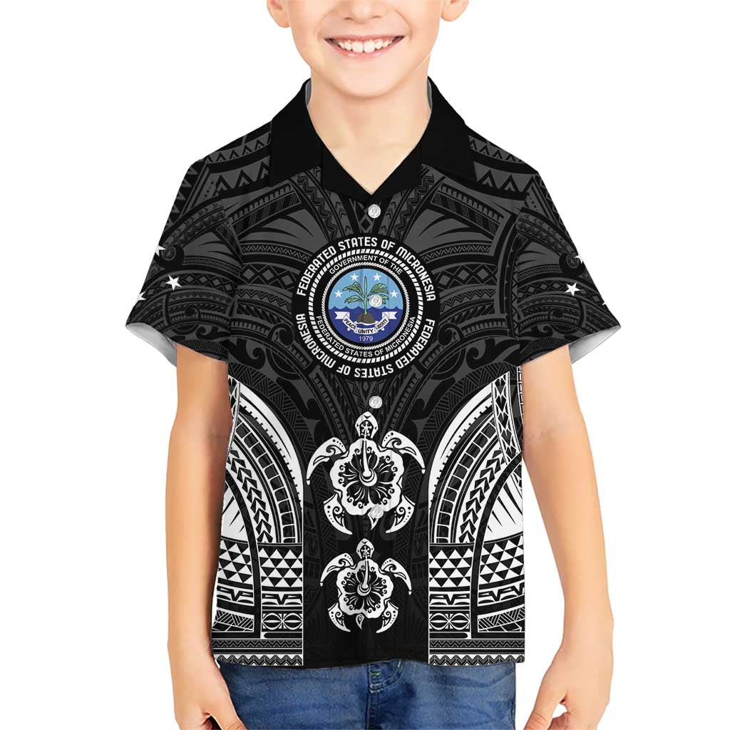 FSM Micronesia Six 9 One Kid Hawaiian Shirt Polynesian Tribal Pattern LT9 Kid Black - Polynesian Pride