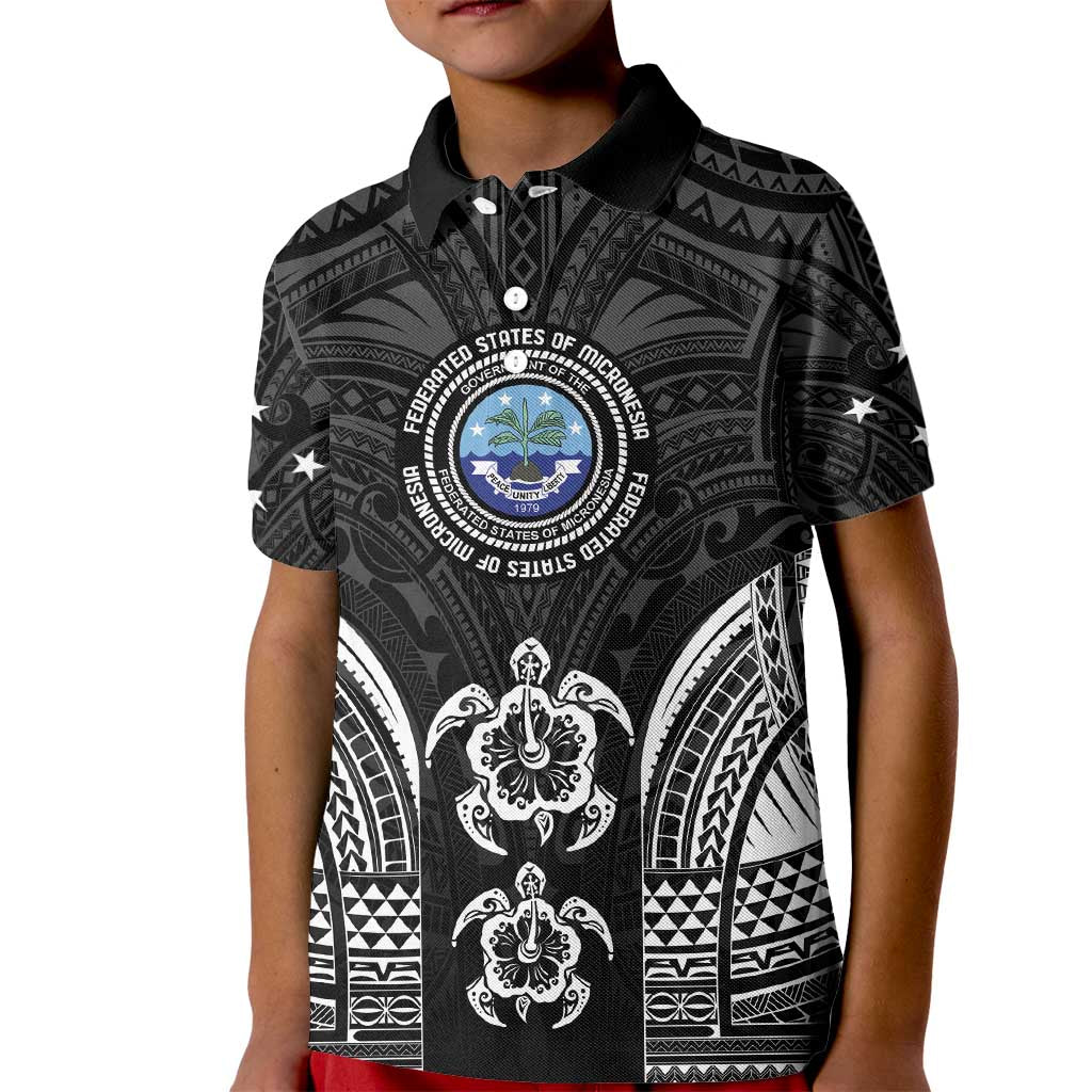 FSM Micronesia Six 9 One Kid Polo Shirt Polynesian Tribal Pattern LT9 Kid Black - Polynesian Pride