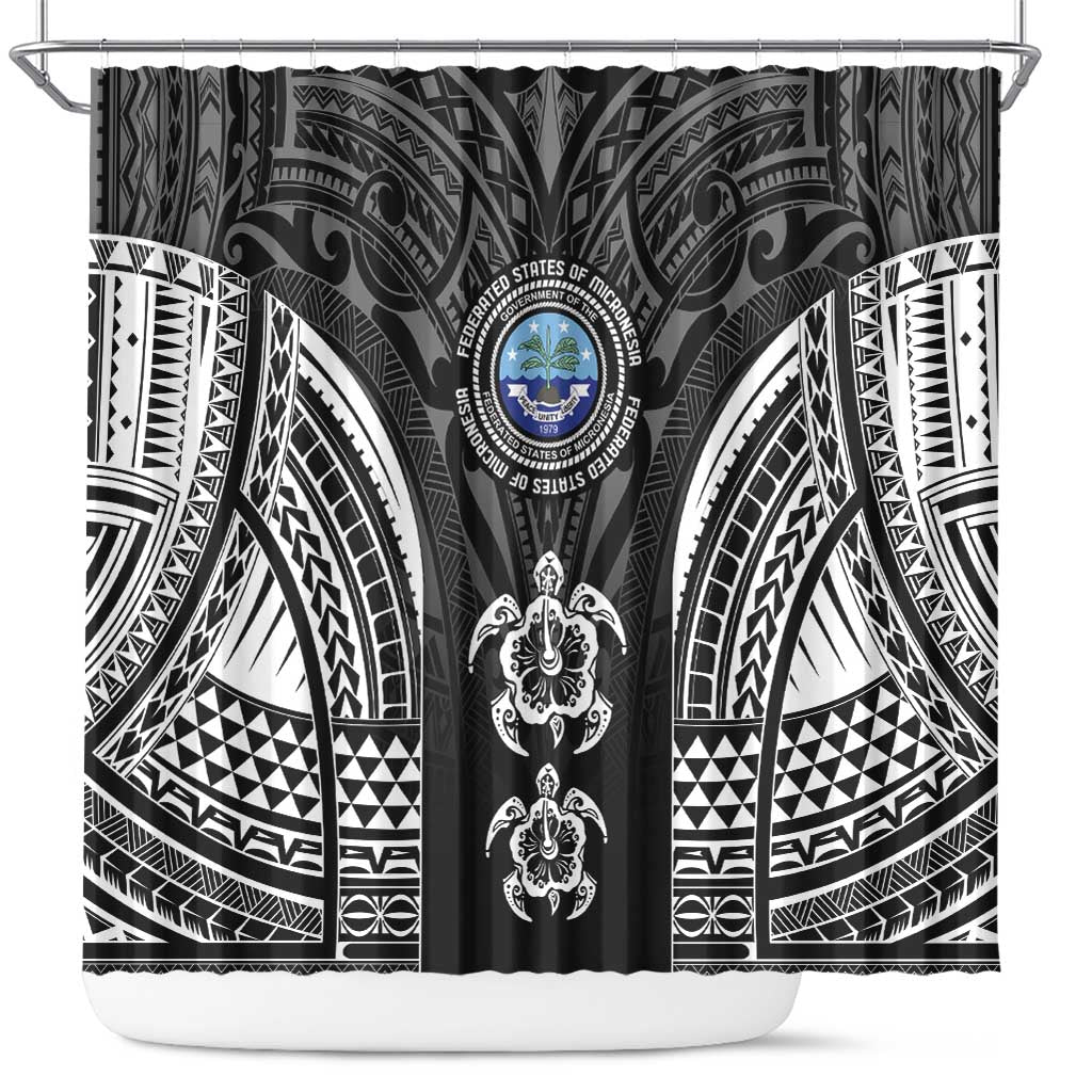 FSM Micronesia Six 9 One Shower Curtain Polynesian Tribal Pattern LT9 Black - Polynesian Pride