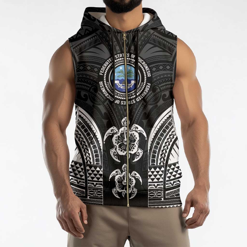 FSM Micronesia Six 9 One Sleeveless Zip Hoodie Polynesian Tribal Pattern - Polynesian Pride