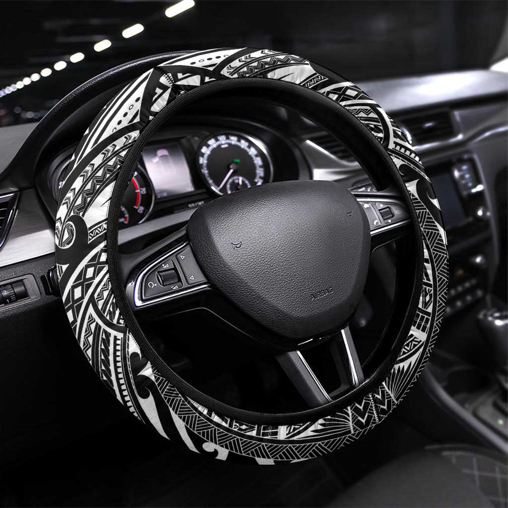 FSM Micronesia Six 9 One Steering Wheel Cover Polynesian Tribal Pattern LT9 Universal Fit Black - Polynesian Pride