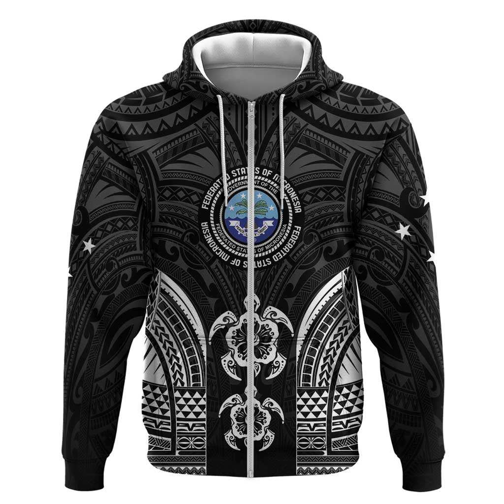 FSM Micronesia Six 9 One Zip Hoodie Polynesian Tribal Pattern LT9 Zip Hoodie Black - Polynesian Pride