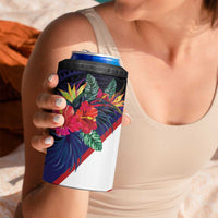 American Samoa Flag Day Since 1900 4 in 1 Can Cooler Tumbler Samoa Muamua Le Atua Tropical Flowers