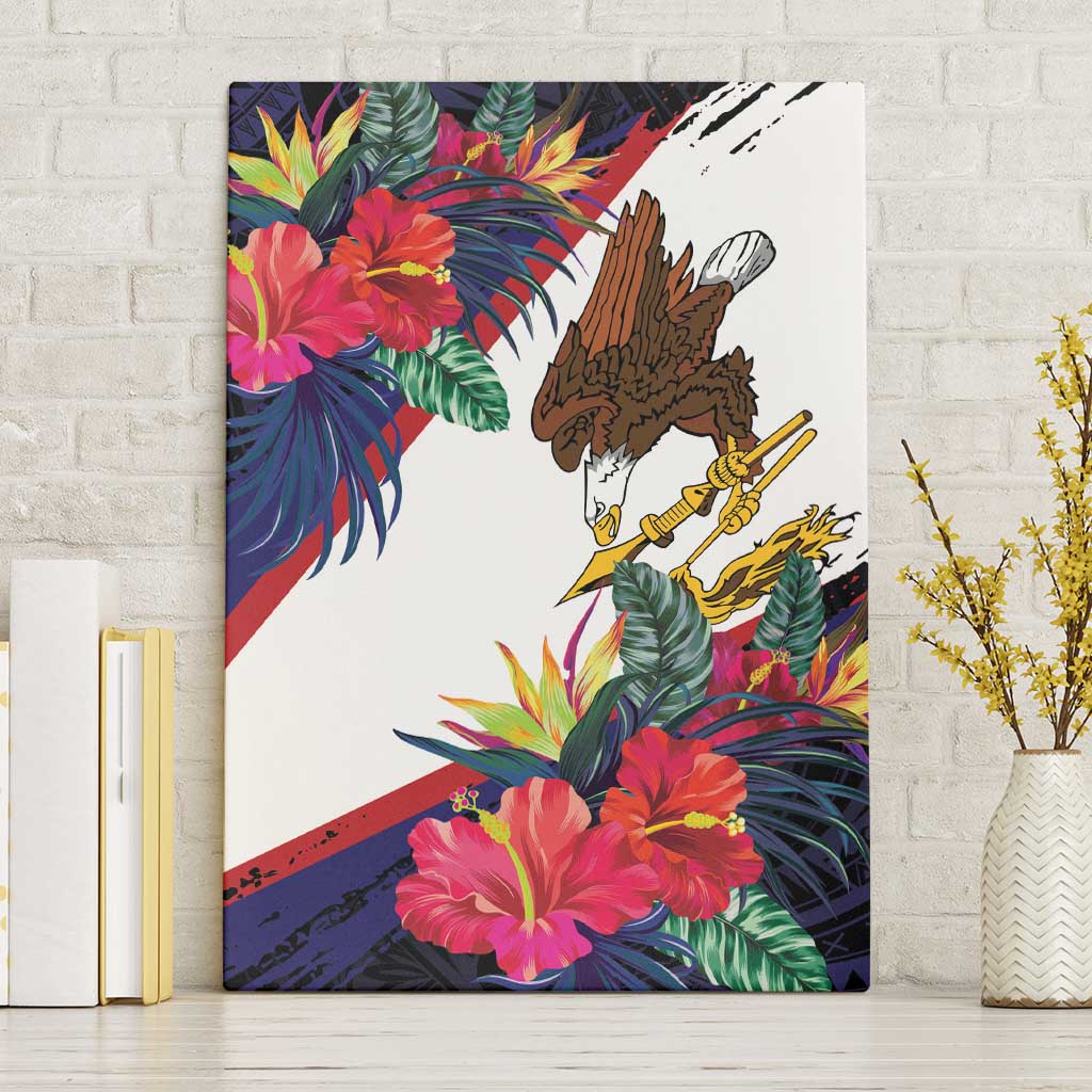 American Samoa Flag Day Since 1900 Canvas Wall Art Samoa Muamua Le Atua Tropical Flowers LT9 Without Frame Blue - Polynesian Pride