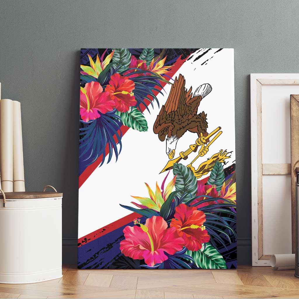 American Samoa Flag Day Since 1900 Canvas Wall Art Samoa Muamua Le Atua Tropical Flowers