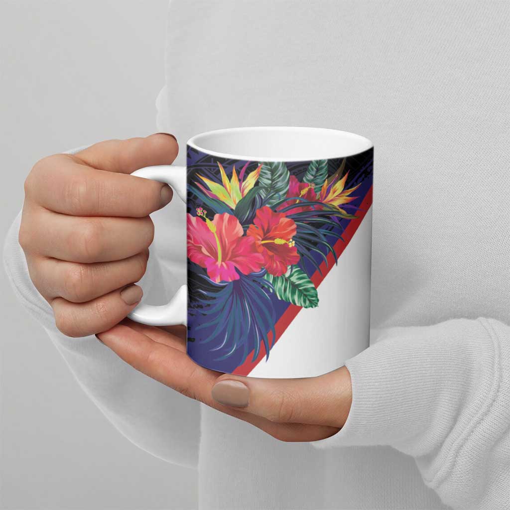 American Samoa Flag Day Since 1900 Ceramic Mug Samoa Muamua Le Atua Tropical Flowers - Polynesian Pride