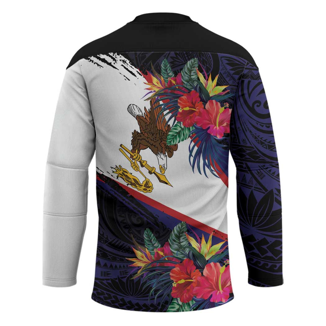 American Samoa Flag Day Since 1900 Hockey Jersey Samoa Muamua Le Atua Tropical Flowers - Polynesian Pride