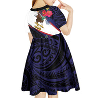 American Samoa Flag Day Since 1900 Kid Short Sleeve Dress Samoa Muamua Le Atua Tropical Flowers