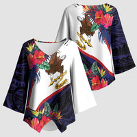 American Samoa Flag Day Since 1900 Kimono Sleeve Blouse Samoa Muamua Le Atua Tropical Flowers - Polynesian Pride