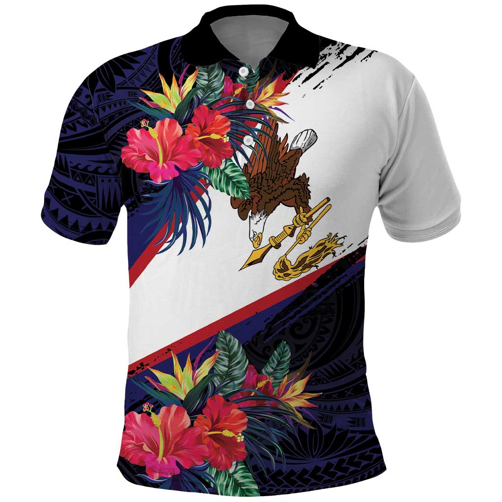 American Samoa Flag Day Since 1900 Polo Shirt Samoa Muamua Le Atua Tropical Flowers
