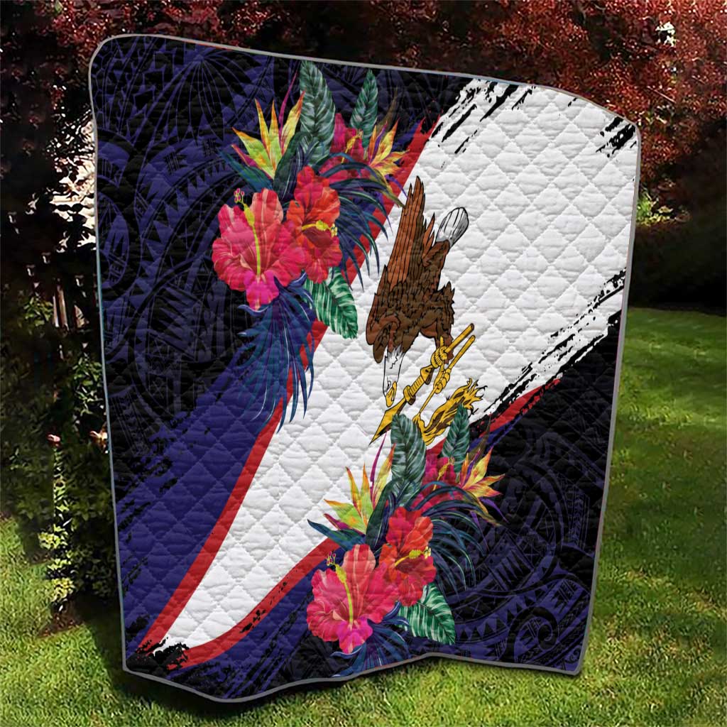 American Samoa Flag Day Since 1900 Quilt Samoa Muamua Le Atua Tropical Flowers