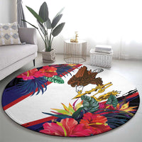 American Samoa Flag Day Since 1900 Round Carpet Samoa Muamua Le Atua Tropical Flowers