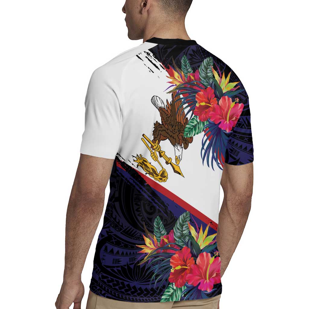 American Samoa Flag Day Since 1900 Rugby Jersey Samoa Muamua Le Atua Tropical Flowers
