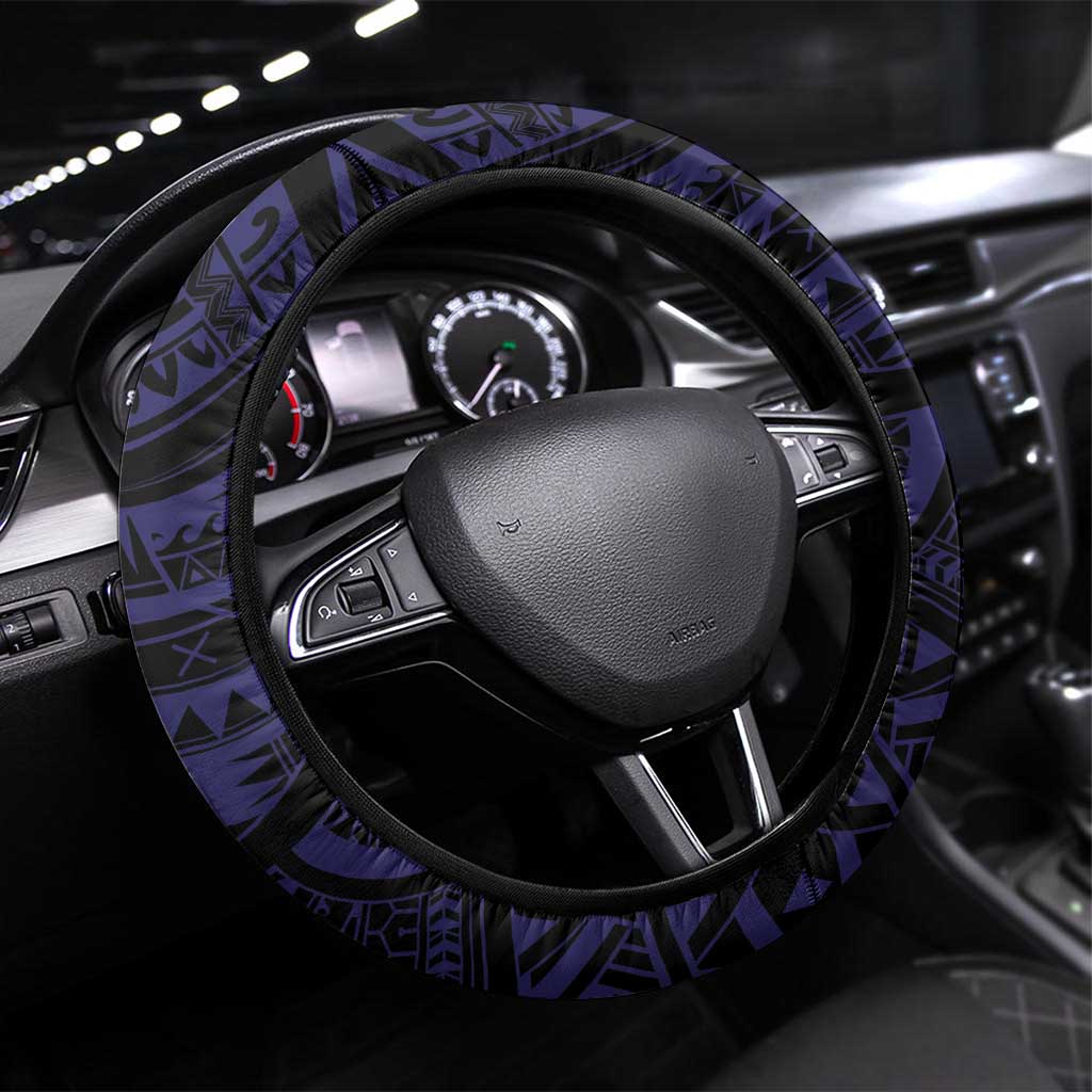 American Samoa Flag Day Since 1900 Steering Wheel Cover Samoa Muamua Le Atua Tropical Flowers LT9 Universal Fit Blue - Polynesian Pride