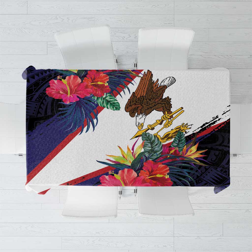 American Samoa Flag Day Since 1900 Tablecloth Samoa Muamua Le Atua Tropical Flowers LT9 Blue - Polynesian Pride