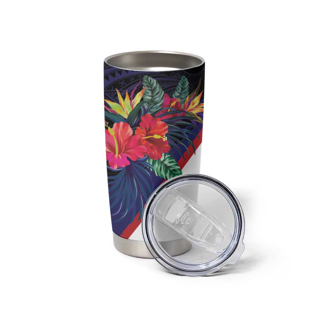 American Samoa Flag Day Since 1900 Tumbler Cup Samoa Muamua Le Atua Tropical Flowers
