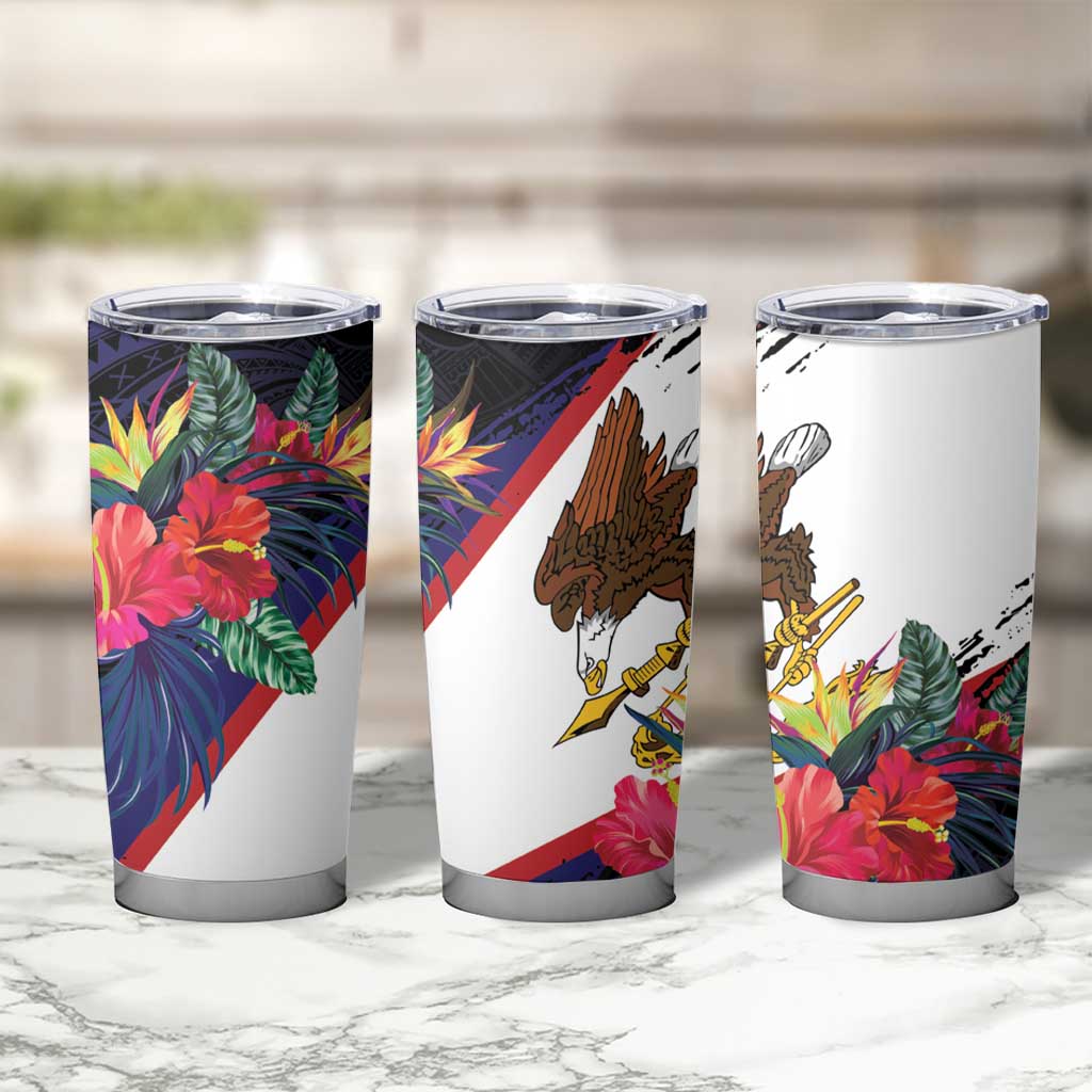 American Samoa Flag Day Since 1900 Tumbler Cup Samoa Muamua Le Atua Tropical Flowers
