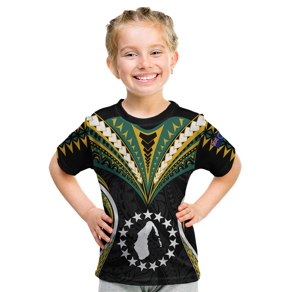 Polynesian Pride Aitutaki Island Kid T Shirt Cook Islands Tribal Wave Style LT9 Black - Polynesian Pride