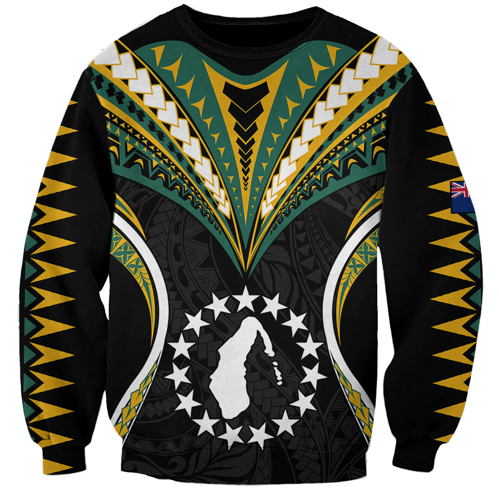 Polynesian Pride Aitutaki Island Sweatshirt Cook Islands Tribal Wave Style LT9 Unisex Black - Polynesian Pride