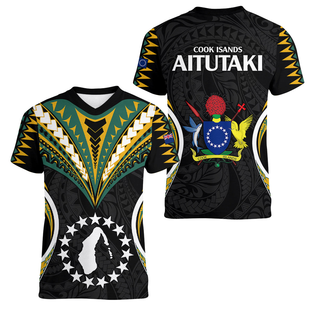 Polynesian Pride Aitutaki Island Women V Neck T Shirt Cook Islands Tribal Wave Style LT9 - Polynesian Pride