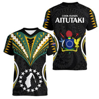 Polynesian Pride Aitutaki Island Women V Neck T Shirt Cook Islands Tribal Wave Style LT9 - Polynesian Pride