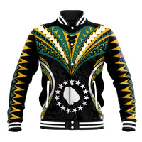 Polynesian Pride Atiu Island Baseball Jacket Cook Islands Tribal Wave Style LT9 Unisex Black - Polynesian Pride