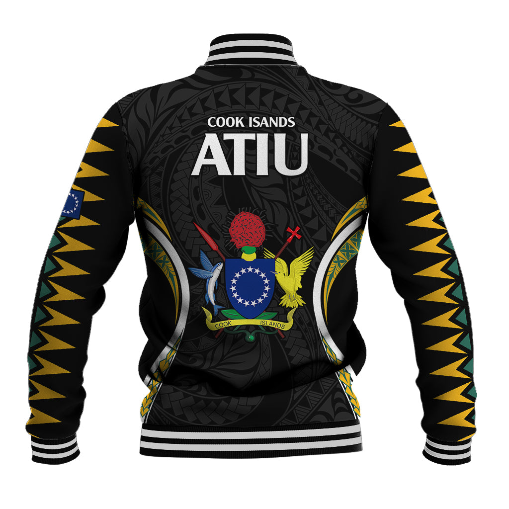 Polynesian Pride Atiu Island Baseball Jacket Cook Islands Tribal Wave Style LT9 - Polynesian Pride