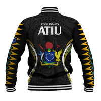Polynesian Pride Atiu Island Baseball Jacket Cook Islands Tribal Wave Style LT9 - Polynesian Pride