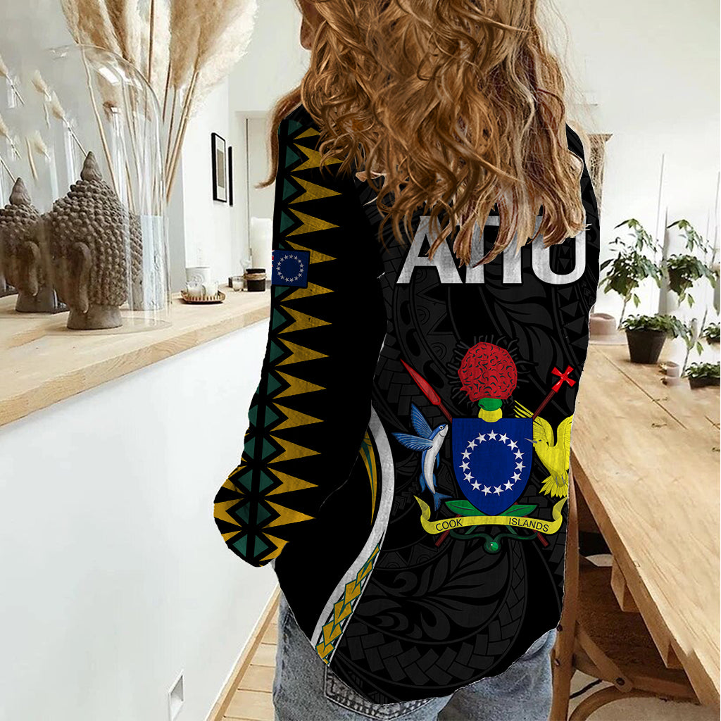 Polynesian Pride Atiu Island Women Casual Shirt Cook Islands Tribal Wave Style LT9 - Polynesian Pride