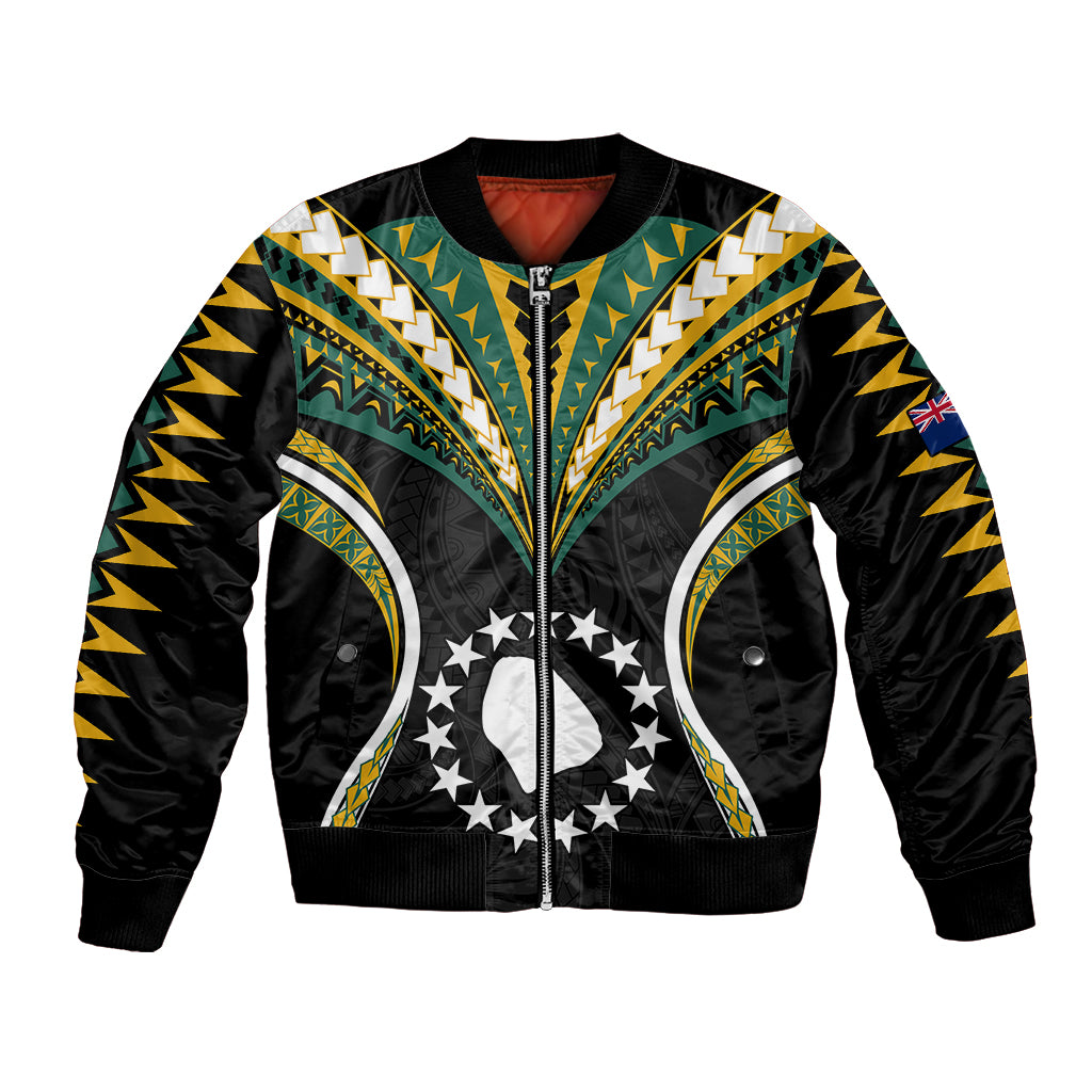 (Personalised) Polynesian Pride Atiu Island Bomber Jacket Cook Islands Tribal Wave Style LT9 Unisex Black - Polynesian Pride