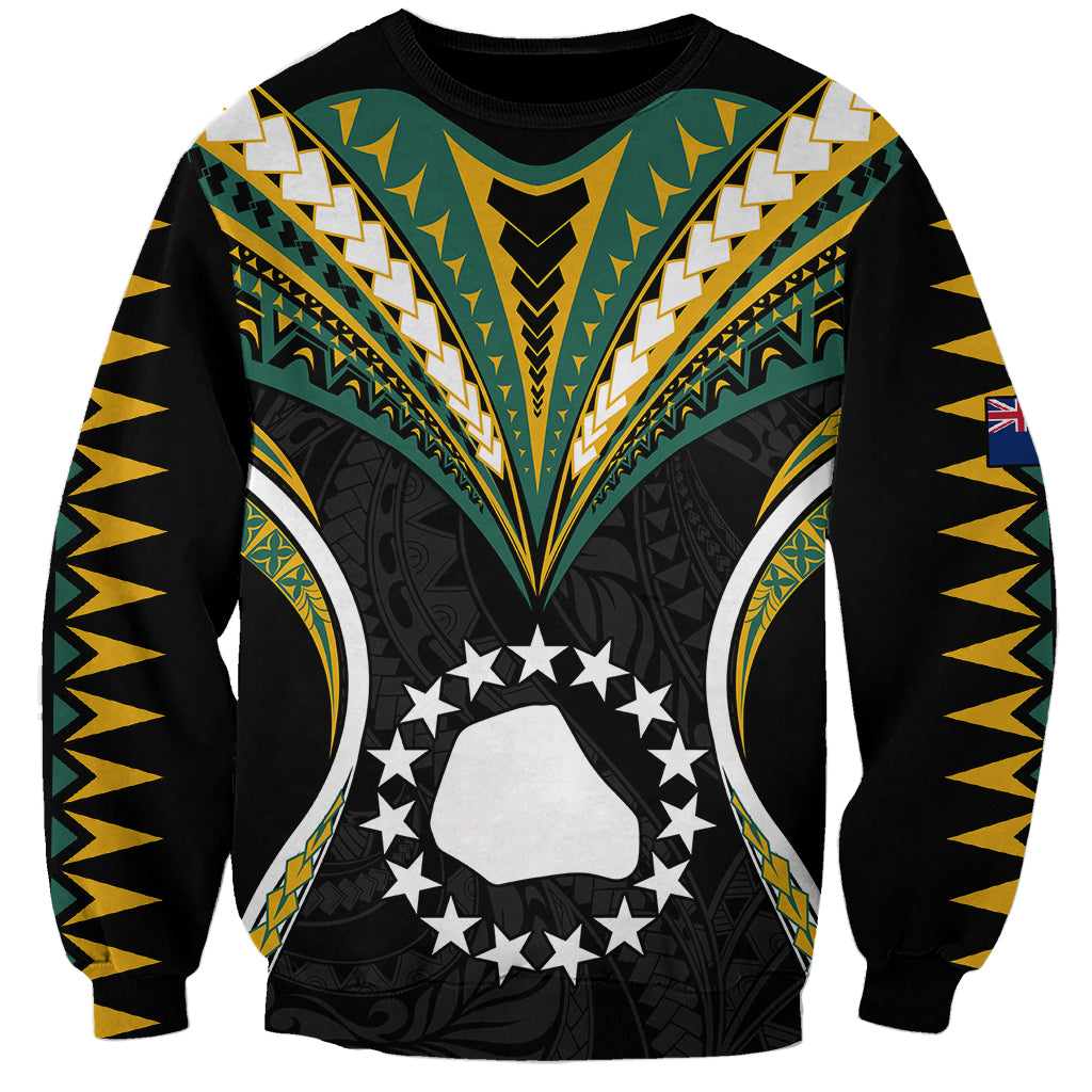 Polynesian Pride Mangaia Island Sweatshirt Cook Islands Tribal Wave Style LT9 Unisex Black - Polynesian Pride