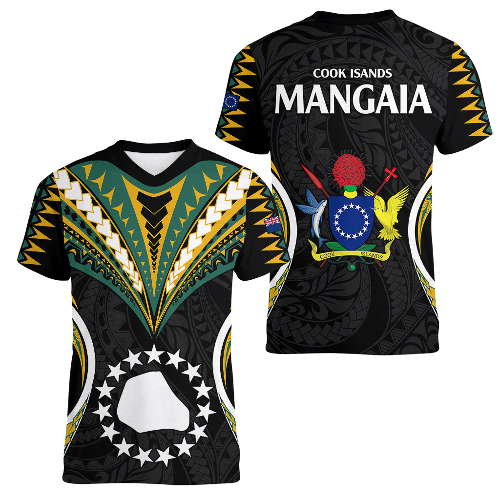 Polynesian Pride Mangaia Island Women V Neck T Shirt Cook Islands Tribal Wave Style LT9 - Polynesian Pride