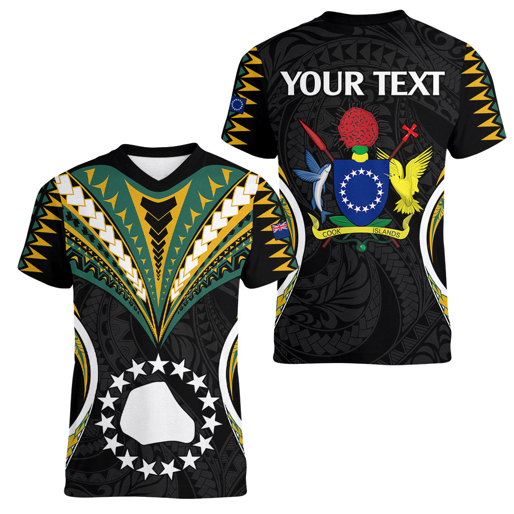 (Personalised) Polynesian Pride Mangaia Island Women V Neck T Shirt Cook Islands Tribal Wave Style LT9 - Polynesian Pride