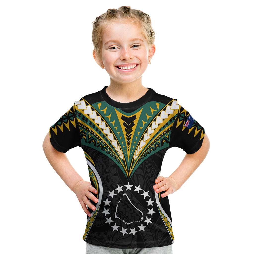 Polynesian Pride Manihiki Island Kid T Shirt Cook Islands Tribal Wave Style LT9 Black - Polynesian Pride