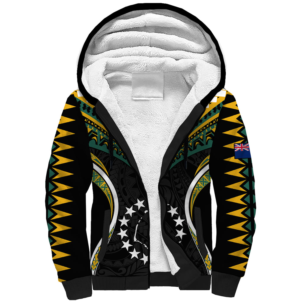 Polynesian Pride Manihiki Island Sherpa Hoodie Cook Islands Tribal Wave Style LT9 Unisex Black - Polynesian Pride
