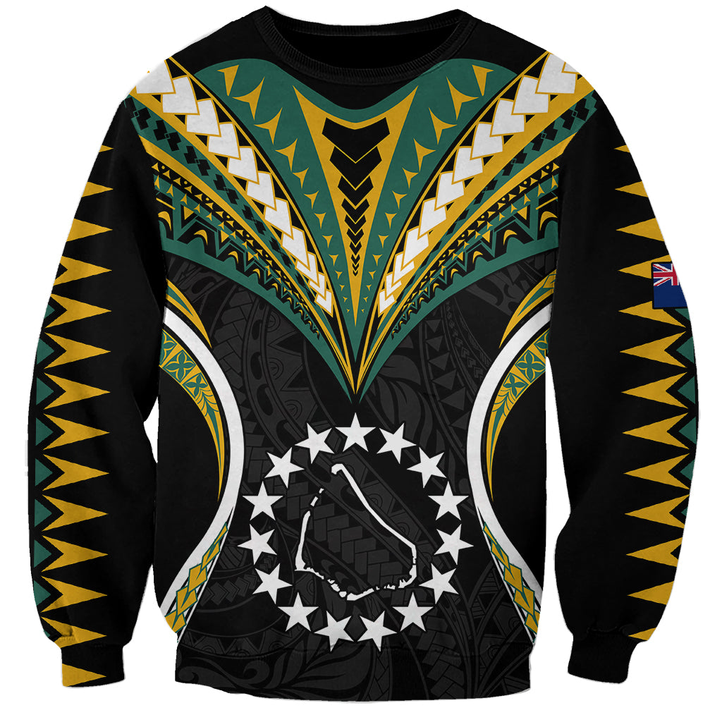 Polynesian Pride Manihiki Island Sweatshirt Cook Islands Tribal Wave Style LT9 Unisex Black - Polynesian Pride