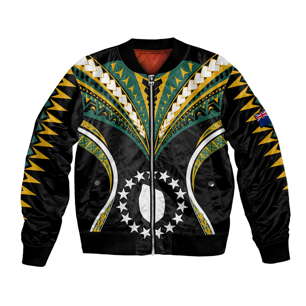 Polynesian Pride Mauke Island Bomber Jacket Cook Islands Tribal Wave Style LT9 Unisex Black - Polynesian Pride