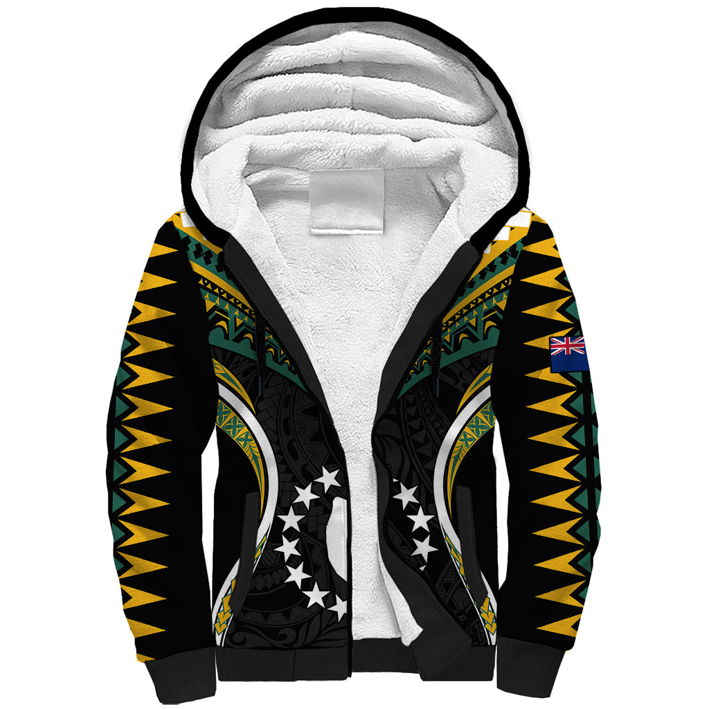 Polynesian Pride Mauke Island Sherpa Hoodie Cook Islands Tribal Wave Style LT9 Unisex Black - Polynesian Pride