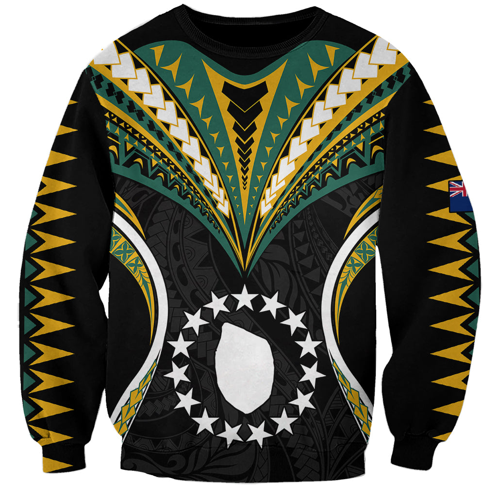 (Personalised) Polynesian Pride Mauke Island Sweatshirt Cook Islands Tribal Wave Style LT9 Unisex Black - Polynesian Pride