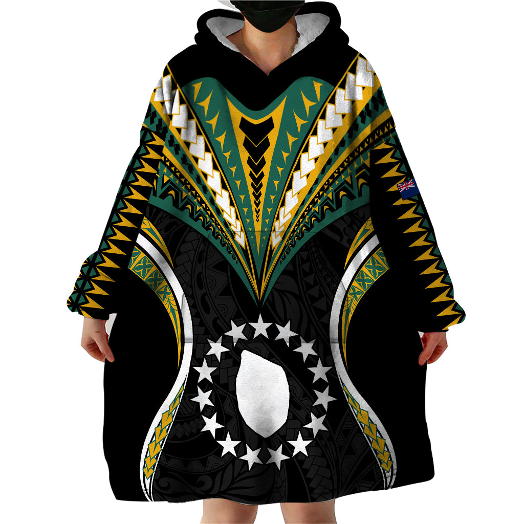 (Personalised) Polynesian Pride Mauke Island Wearable Blanket Hoodie Cook Islands Tribal Wave Style LT9 - Polynesian Pride