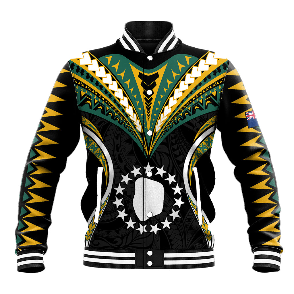Polynesian Pride Mitiaro Island Baseball Jacket Cook Islands Tribal Wave Style LT9 Unisex Black - Polynesian Pride