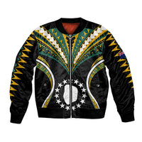 Polynesian Pride Mitiaro Island Bomber Jacket Cook Islands Tribal Wave Style LT9 Unisex Black - Polynesian Pride