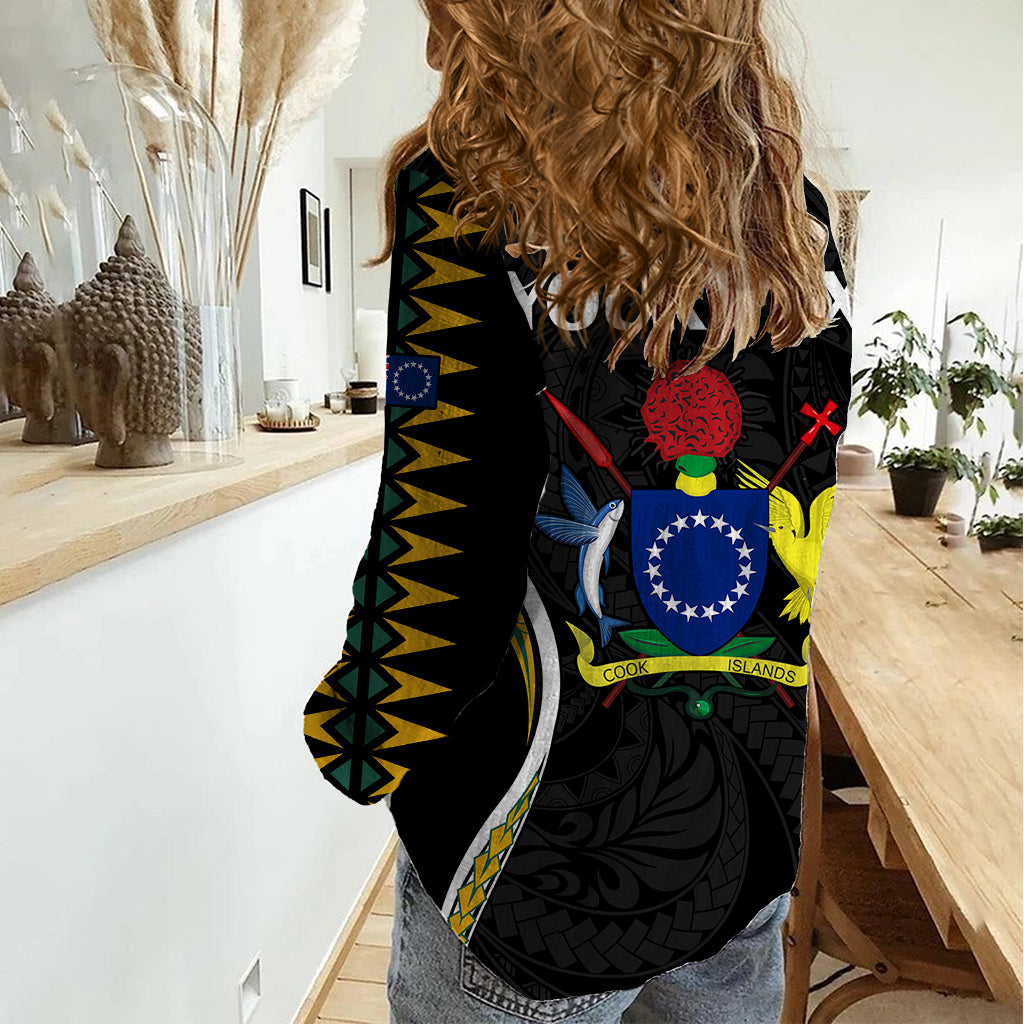 (Personalised) Polynesian Pride Mitiaro Island Women Casual Shirt Cook Islands Tribal Wave Style LT9 - Polynesian Pride