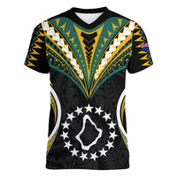 (Personalised) Polynesian Pride Palmerston Island Women V Neck T Shirt Cook Islands Tribal Wave Style LT9 Female Black - Polynesian Pride